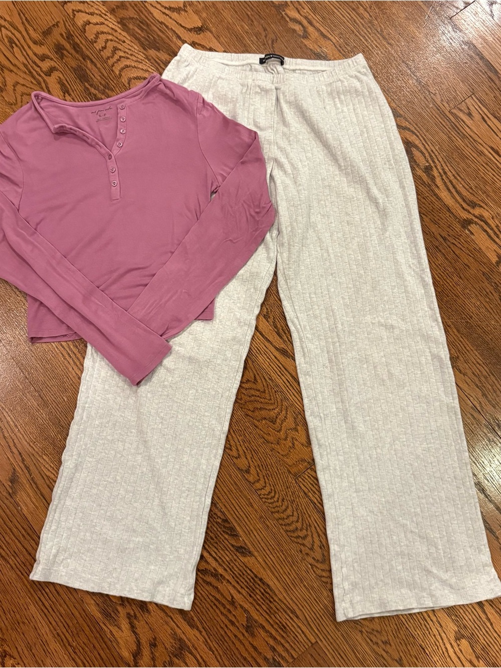 Brandy Melville Pants and Urban Outfitters Long Sleeve Henley Top Outfit